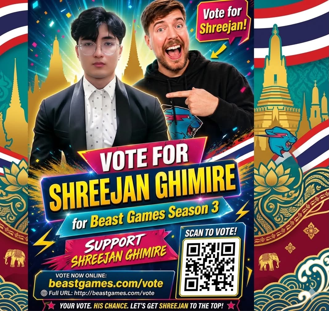 “श्रीजन घिमिरे ‘बिस्ट गेम्स सिजन ३’ मा: ५० लाख डलरको लक्ष्य”